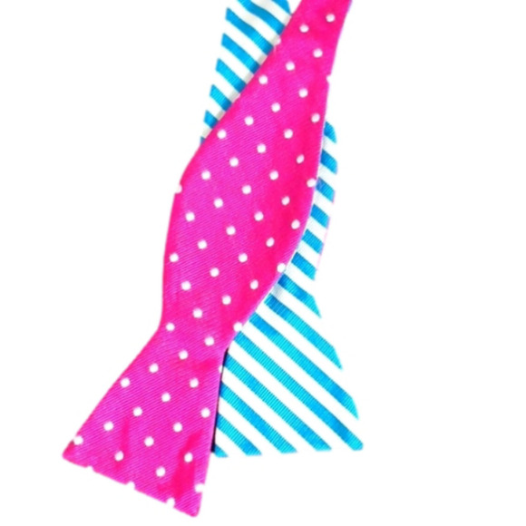 Polka-dot and Striped Reversible Bowtie - Picture 2 of 5